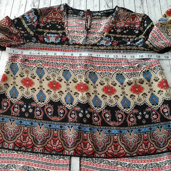 See You Monday Boho Fringe Floral Hi/Low Blouse - Picture 4 of 8